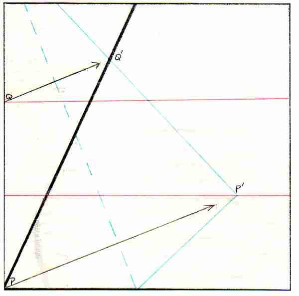 A random angle on patty paper, with folds marked