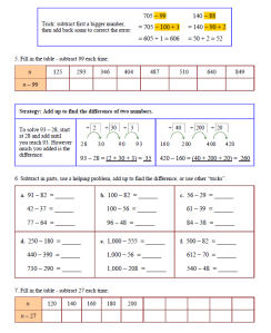 Math Mammoth sample page mental math subtraction