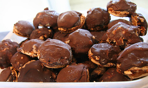 chocolate iced cookie balls