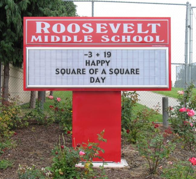 3-19 Happy Square of a Square Day sign