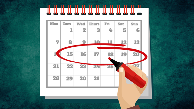 Calendar with sale dates marked