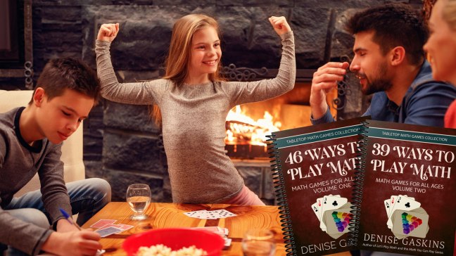 Family game night with the Tabletop Math Games Collection books by Denise Gaskins