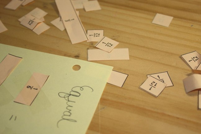 notebooking math with fraction pieces - photo