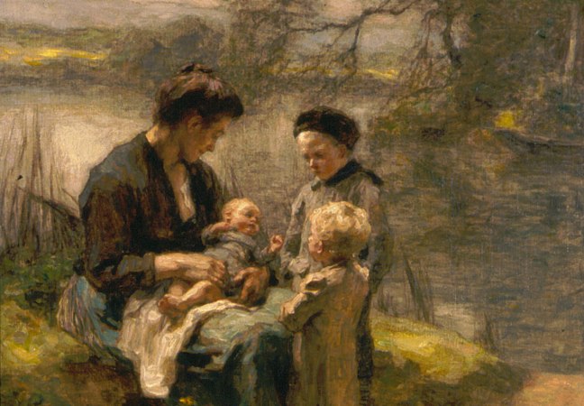 “Woman with Child and Two Children,” Léon Augustin Lhermitte, public domain