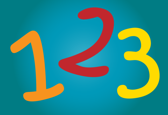 colorful numbers 1, 2, 3