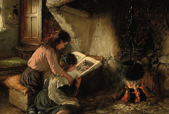 “The Reading Lesson” painting by Jonathan Pratt, public domain