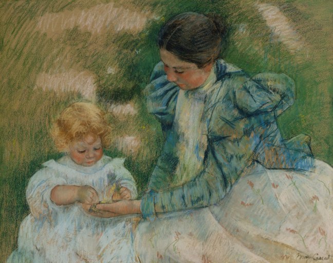 “Mother Playing with Child” painting by Mary Cassatt, public domain