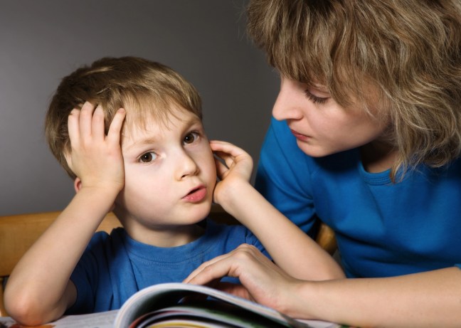 mother and child doing math homework