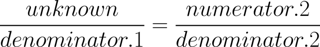 A basic proportion, two fractions equal to each other