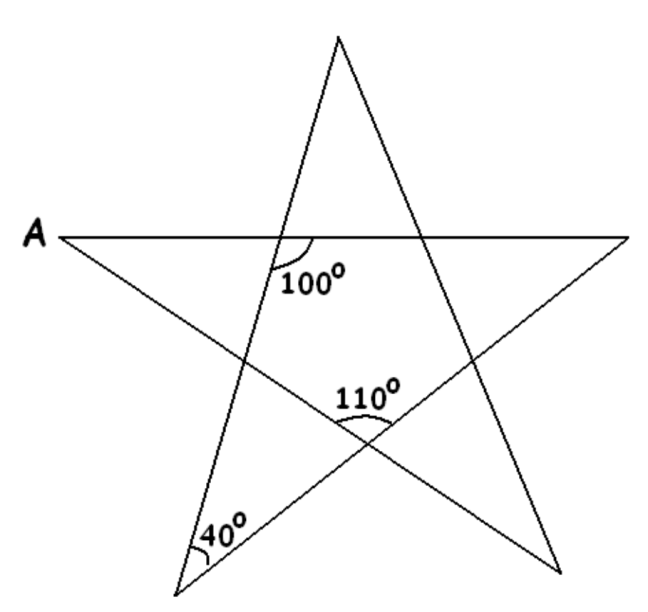 geometric sketch of 5-pointed star with angles labeled