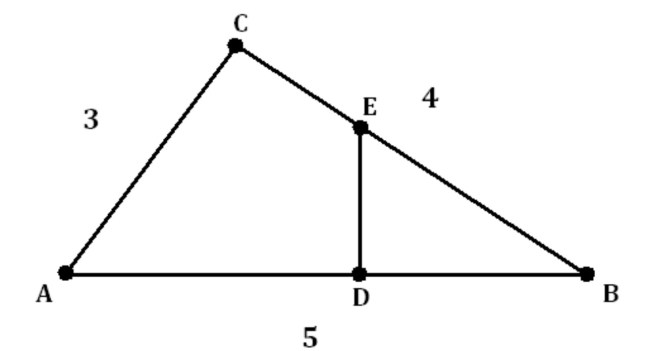 geometric sketch of a triangle inside a right triangle