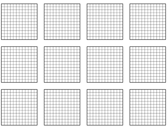 twelve squares on a page