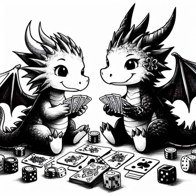 Baby dragons playing a math game