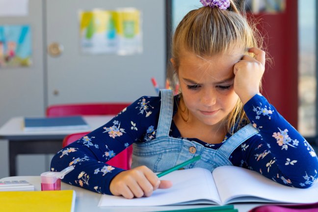 Young girl studying